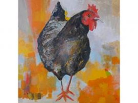 Kip schilderen in mixed media