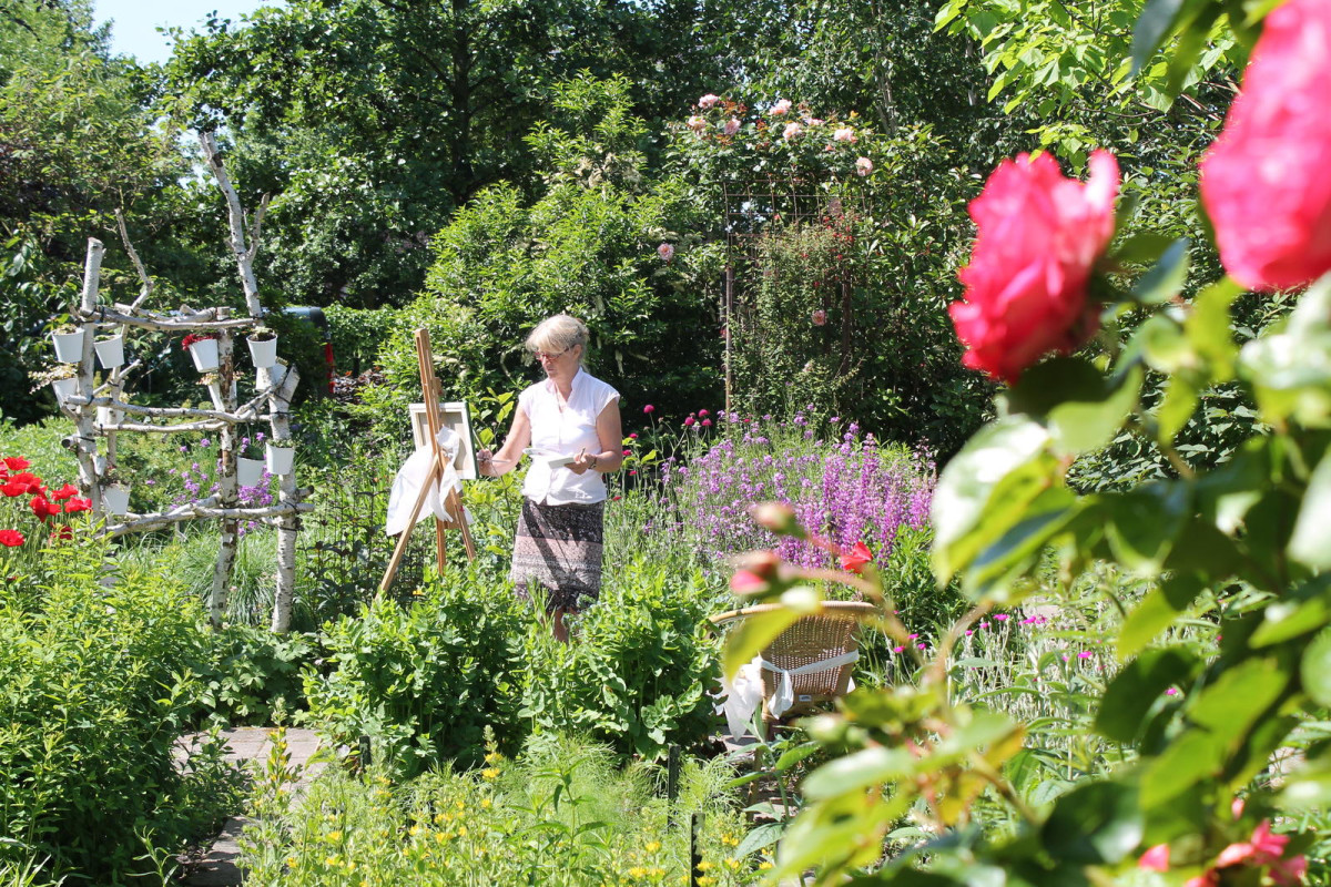 Achtergrondafbeelding Schilderworkshop in de cottage gardens van de Pluktuin